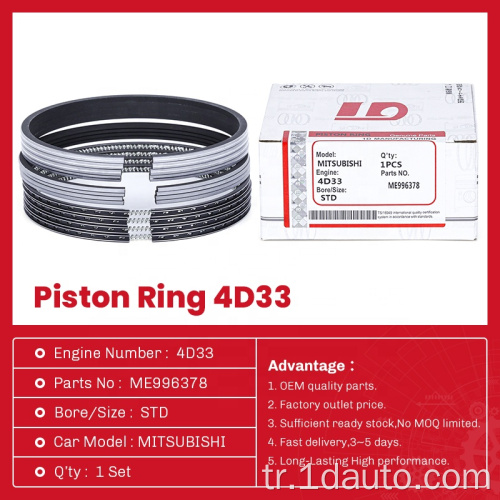 Mitsubishi için Motor Parçaları Piston Halkası 4D33 ME996378